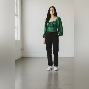 Express Green Long Sleeve Women's Top Size XL